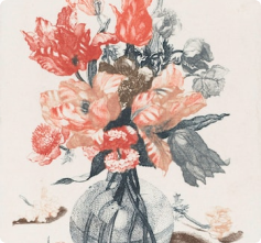 A photo of a white fur monster standing in a purple room